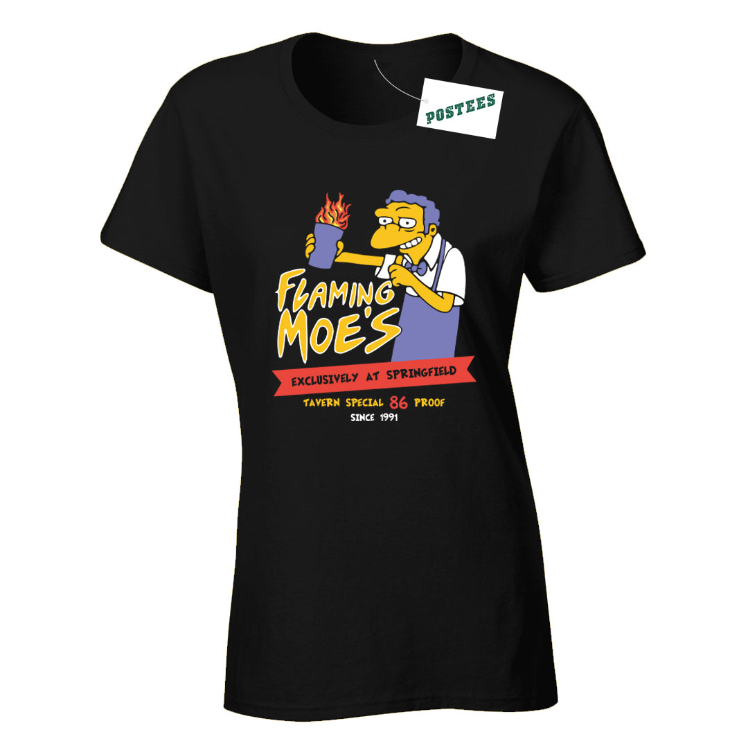 The Simpsons Inspired Flaming Moe's Ladies Fitted T-Shirt