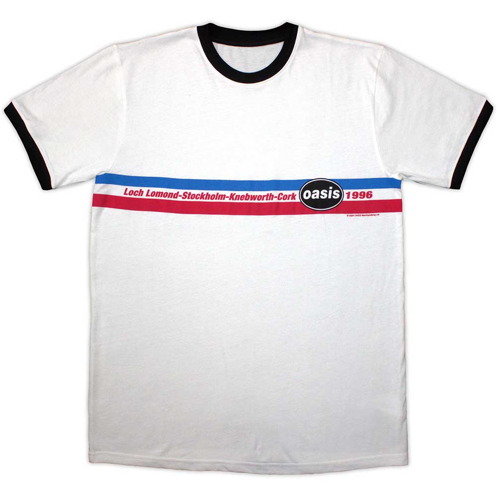 Oasis 1996 Tour Horizontal Stripes Ringer Official T-Shirt