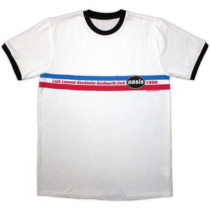 Oasis 1996 Tour Horizontal Stripes Ringer Official T-Shirt