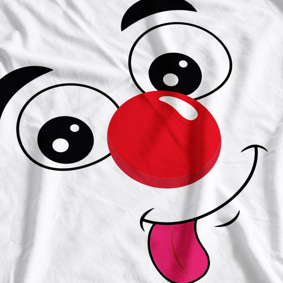 Red Nose Day Comic Relief Inspired Funny Face Design Printed Adult and Child Sized White T-Shirt
