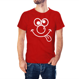 Red Nose Day Comic Relief Inspired Funny Face Design Printed Adult and Child Sized Red T-Shirt