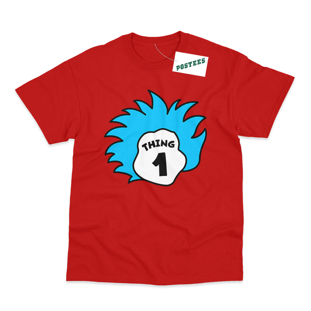 Thing 1 Blue Hair Dr Seuss The Cat In The Hat Adult World Book Day T-Shirt
