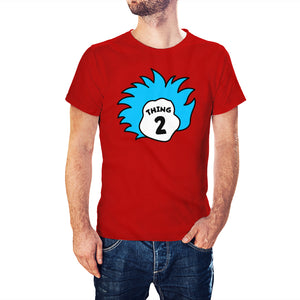 Thing 2 Blue Hair Dr Seuss The Cat in the Hat Adult World Book Day T-Shirt