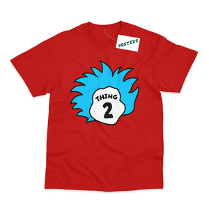 Thing 2 Blue Hair Dr Seuss The Cat in the Hat Adult World Book Day T-Shirt