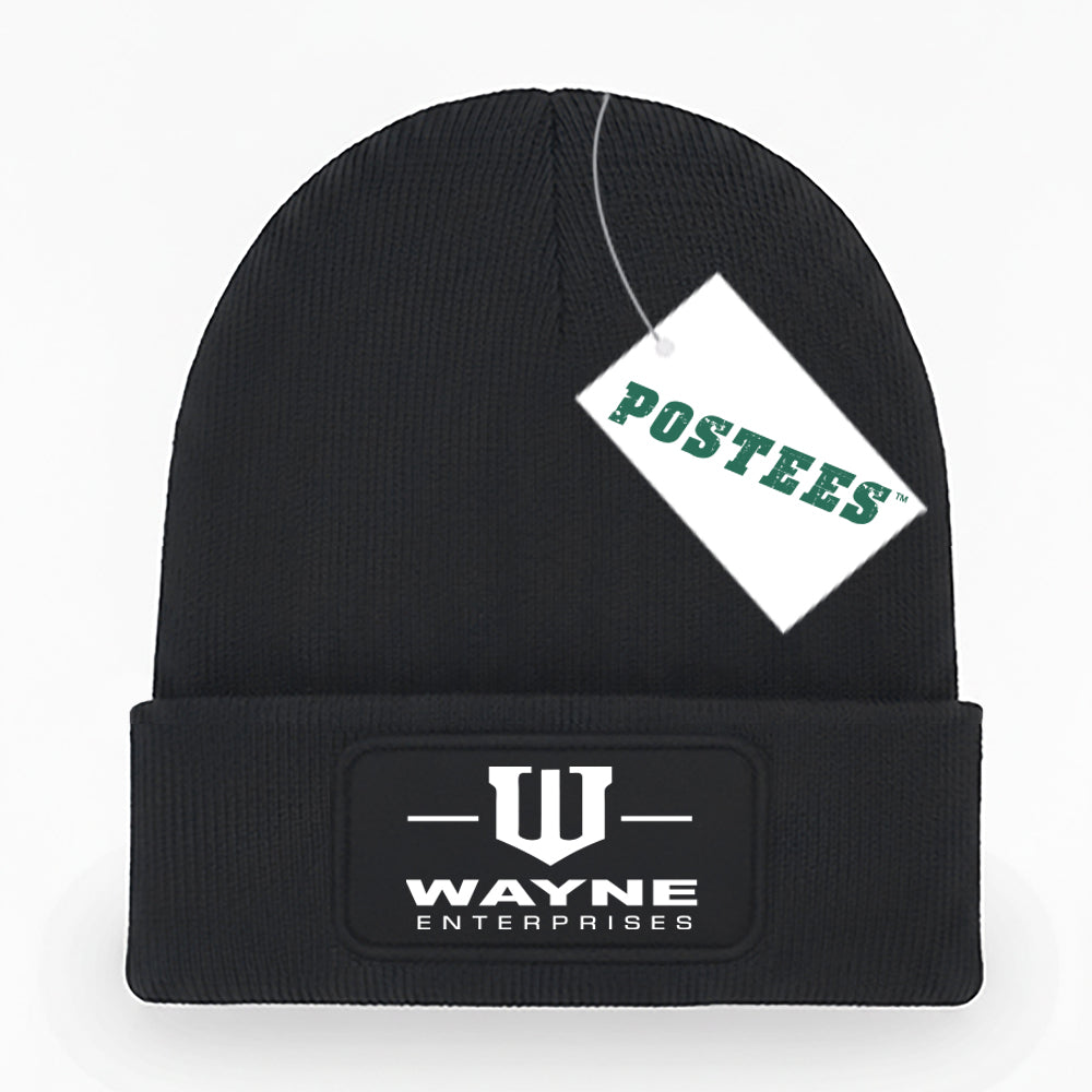 Batman Inspired Wayne Enterprises Printed Logo Front Patch Beanie
