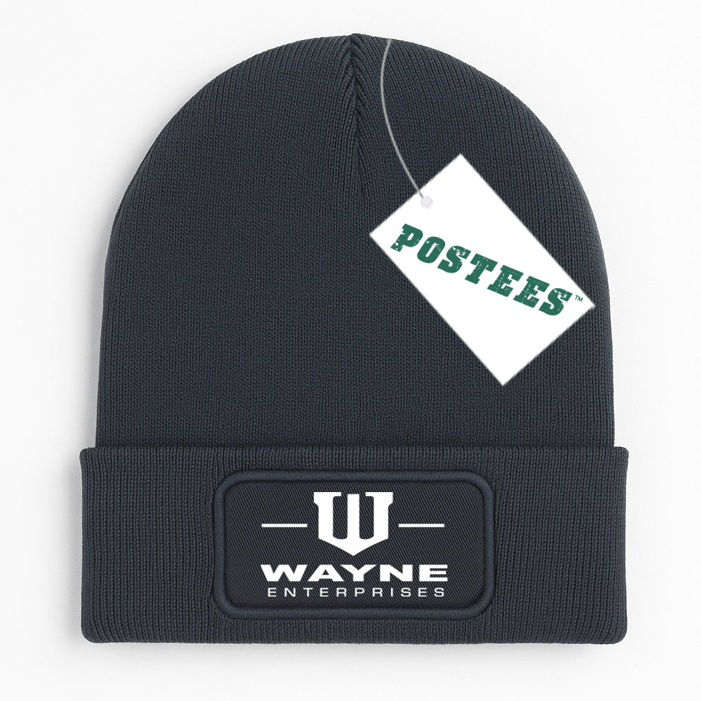 Batman Inspired Wayne Enterprises Printed Logo Front Patch Beanie