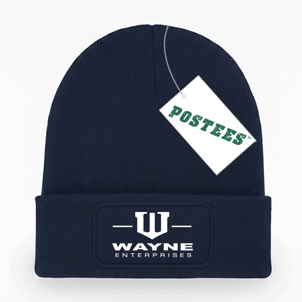 Batman Inspired Wayne Enterprises Printed Logo Front Patch Beanie