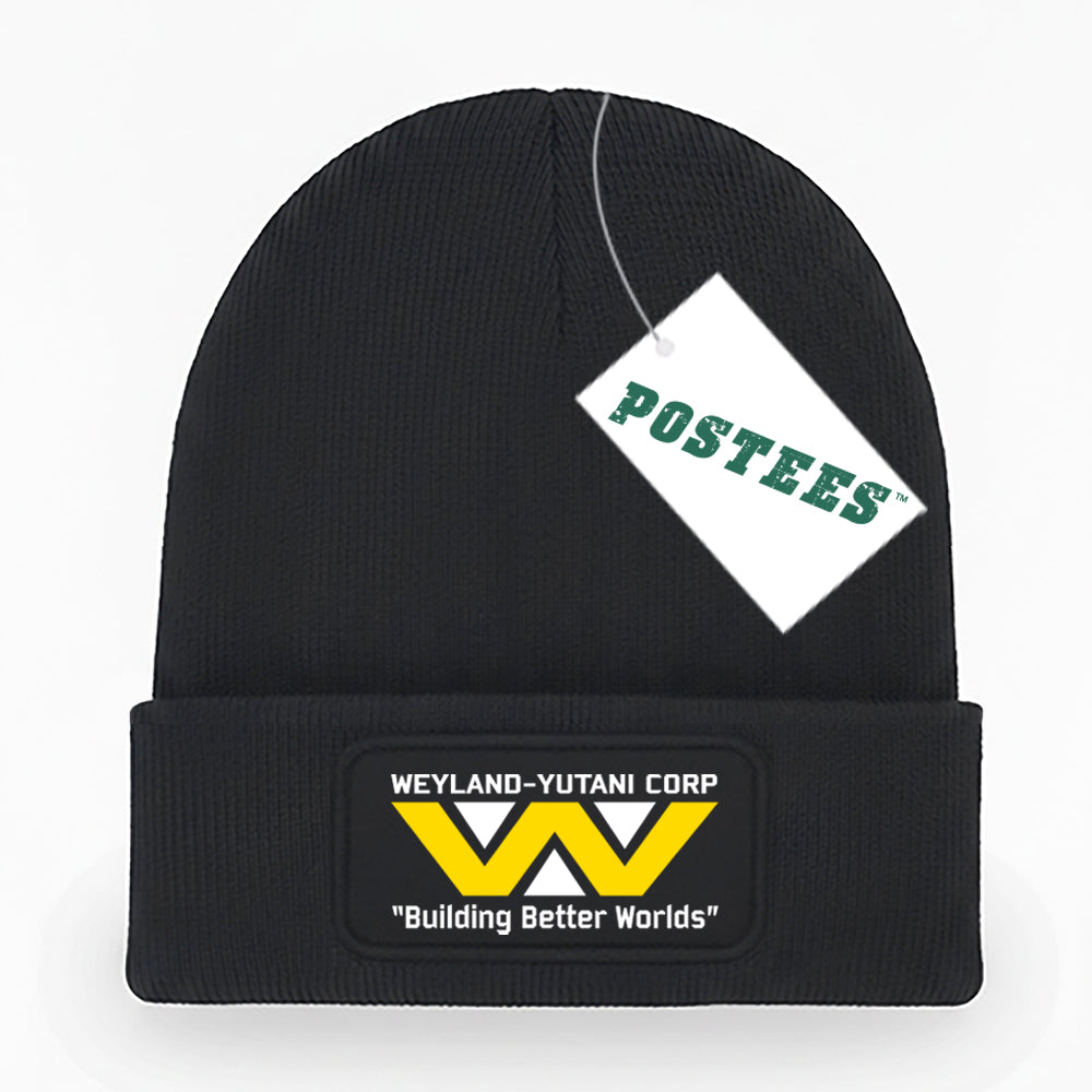 Alien Inspired Weyland Yutani Printed Logo Patch Beanie