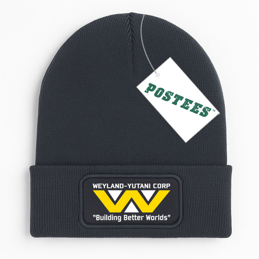 Alien Inspired Weyland Yutani Printed Logo Patch Beanie