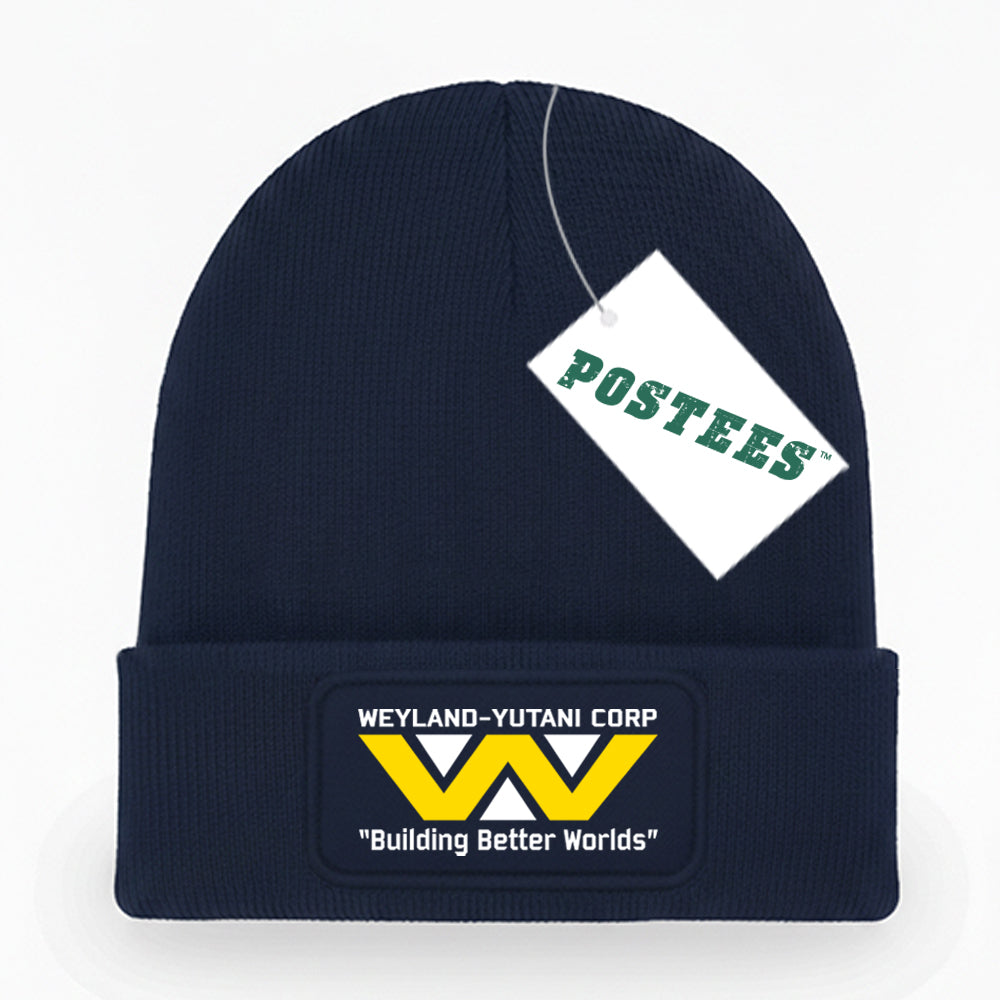 Alien Inspired Weyland Yutani Printed Logo Patch Beanie