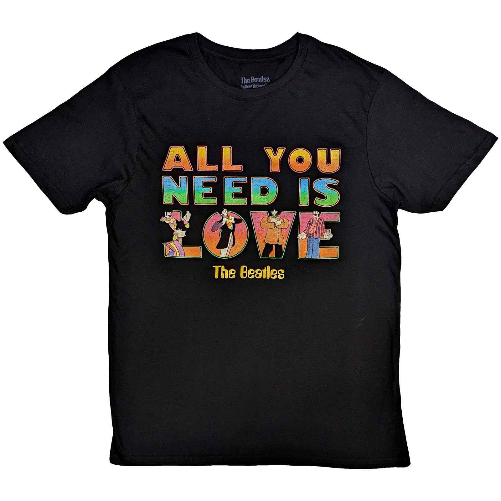 The Beatles Official T-Shirt Yellow Submarine All You Need Is Love Stacked