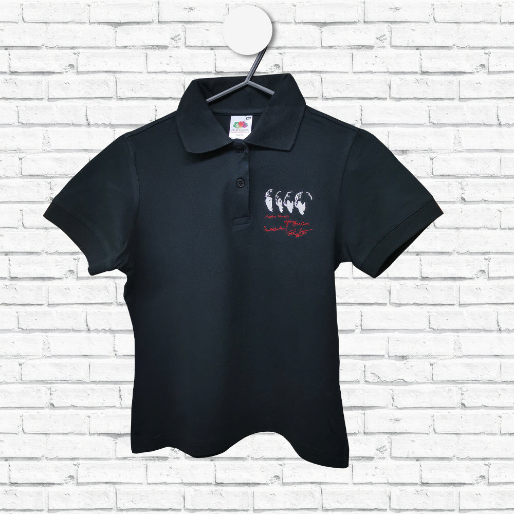 The Beatles Heads and Autographs Embroidered Lady Fit Polo Shirt