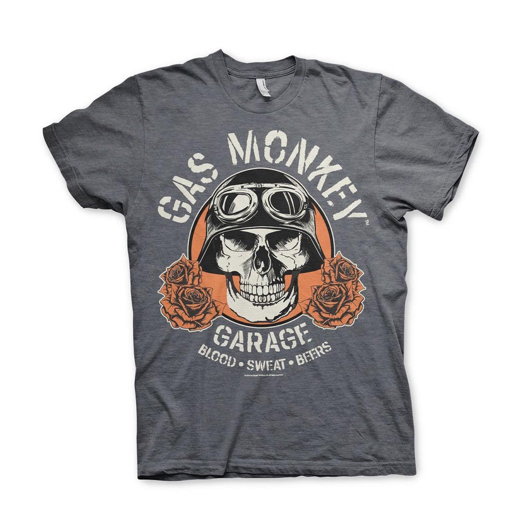 Official Gas Monkey Garage Skull Dark Heather T-Shirt - Postees