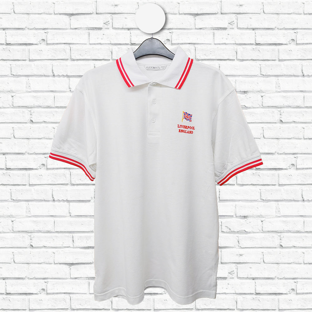 Liverpool England Union Flag Embroidered Polo Shirt