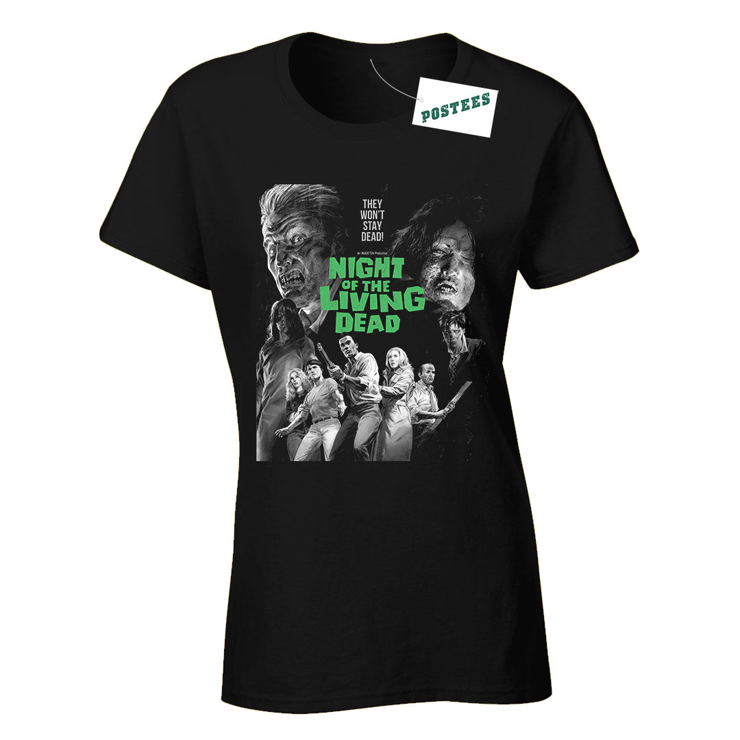 Night Of The Living Dead Movie Poster Inspired Ladies Fitted T-Shirt