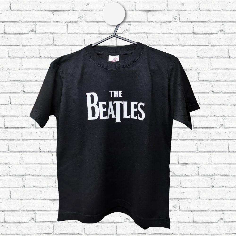 The Beatles Logo Printed Black Kids T-Shirt